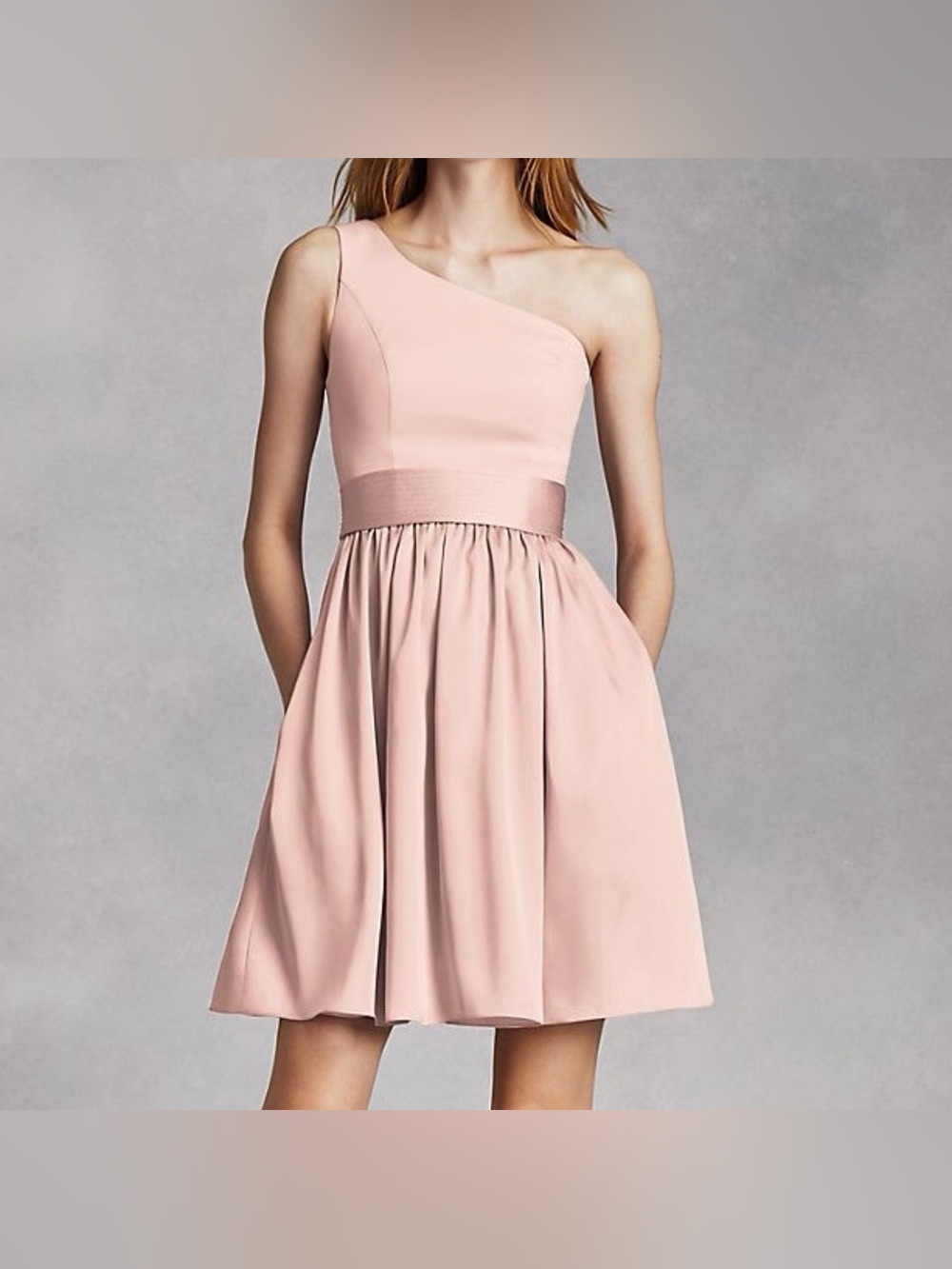 White by Vera Wang One-Shoulder Blush Pink Cocktail Dress
